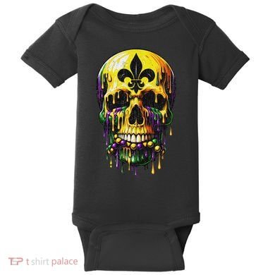 Fleur De Lis Mardi Gras Skulls Men Women Baby Bodysuit