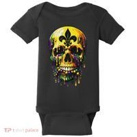 Fleur De Lis Mardi Gras Skulls Men Women Baby Bodysuit thumb 0