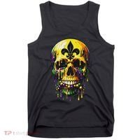 Fleur De Lis Mardi Gras Skulls Men Women Tank Top thumb 0