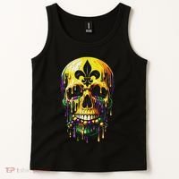 Fleur De Lis Mardi Gras Skulls Men Women Tank Top thumb 2