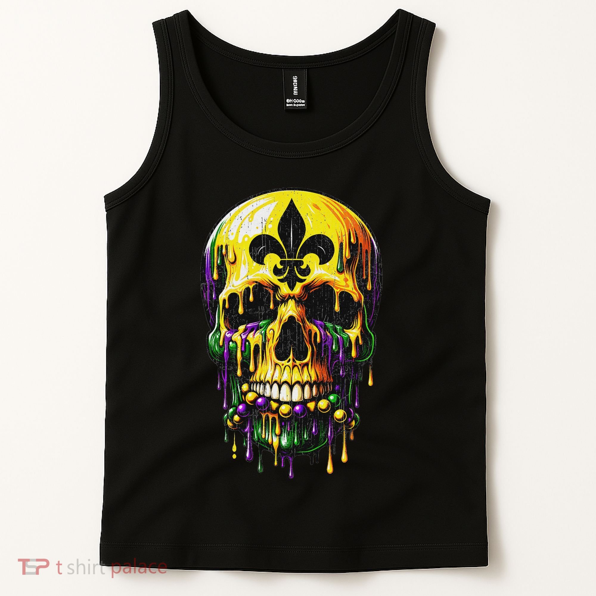 Fleur De Lis Mardi Gras Skulls Men Women Tank Top