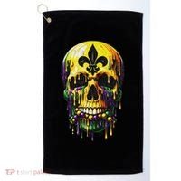 Fleur De Lis Mardi Gras Skulls Men Women Golf Towel thumb 0