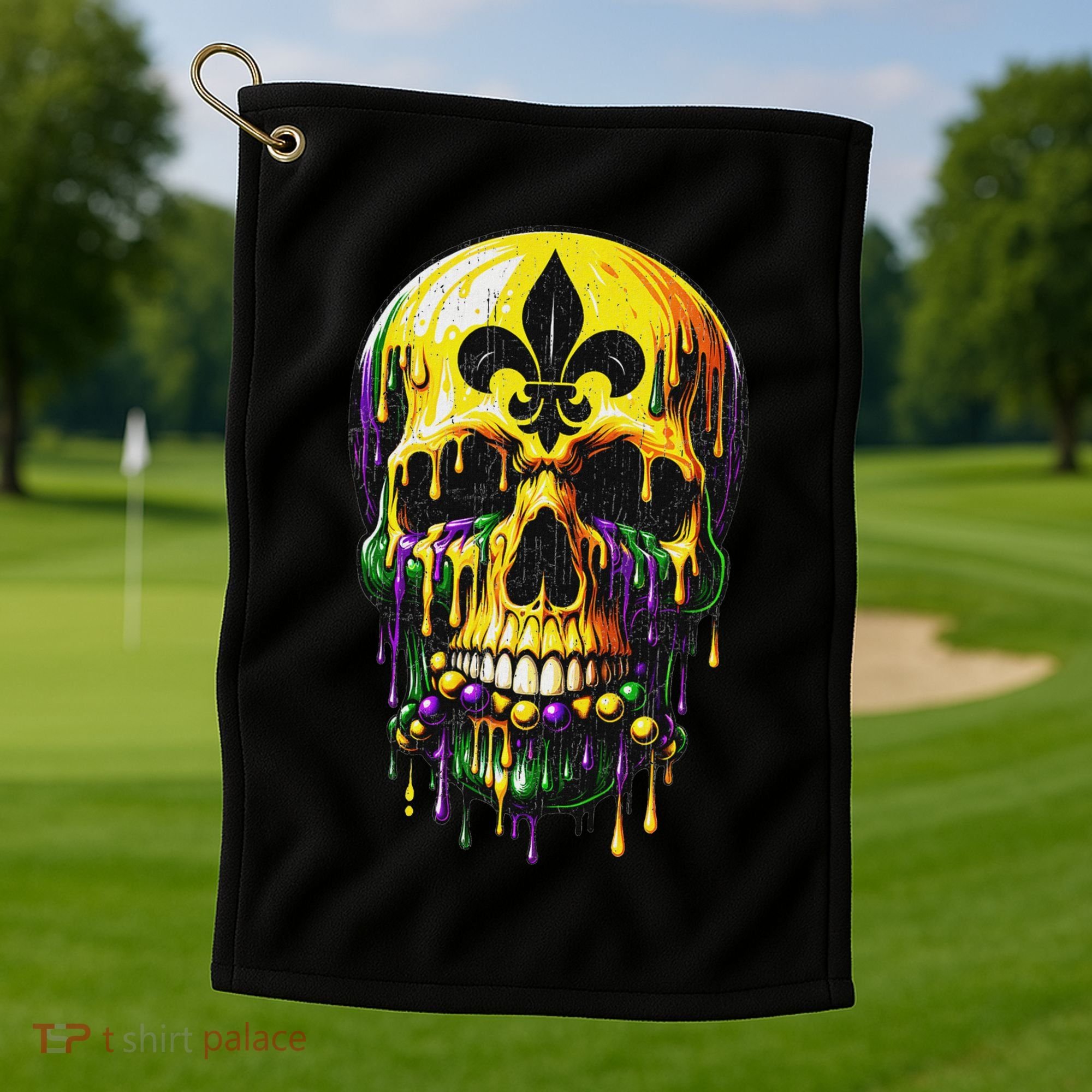 Fleur De Lis Mardi Gras Skulls Men Women Golf Towel