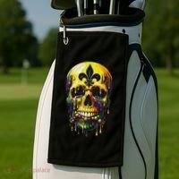 Fleur De Lis Mardi Gras Skulls Men Women Golf Towel thumb 2
