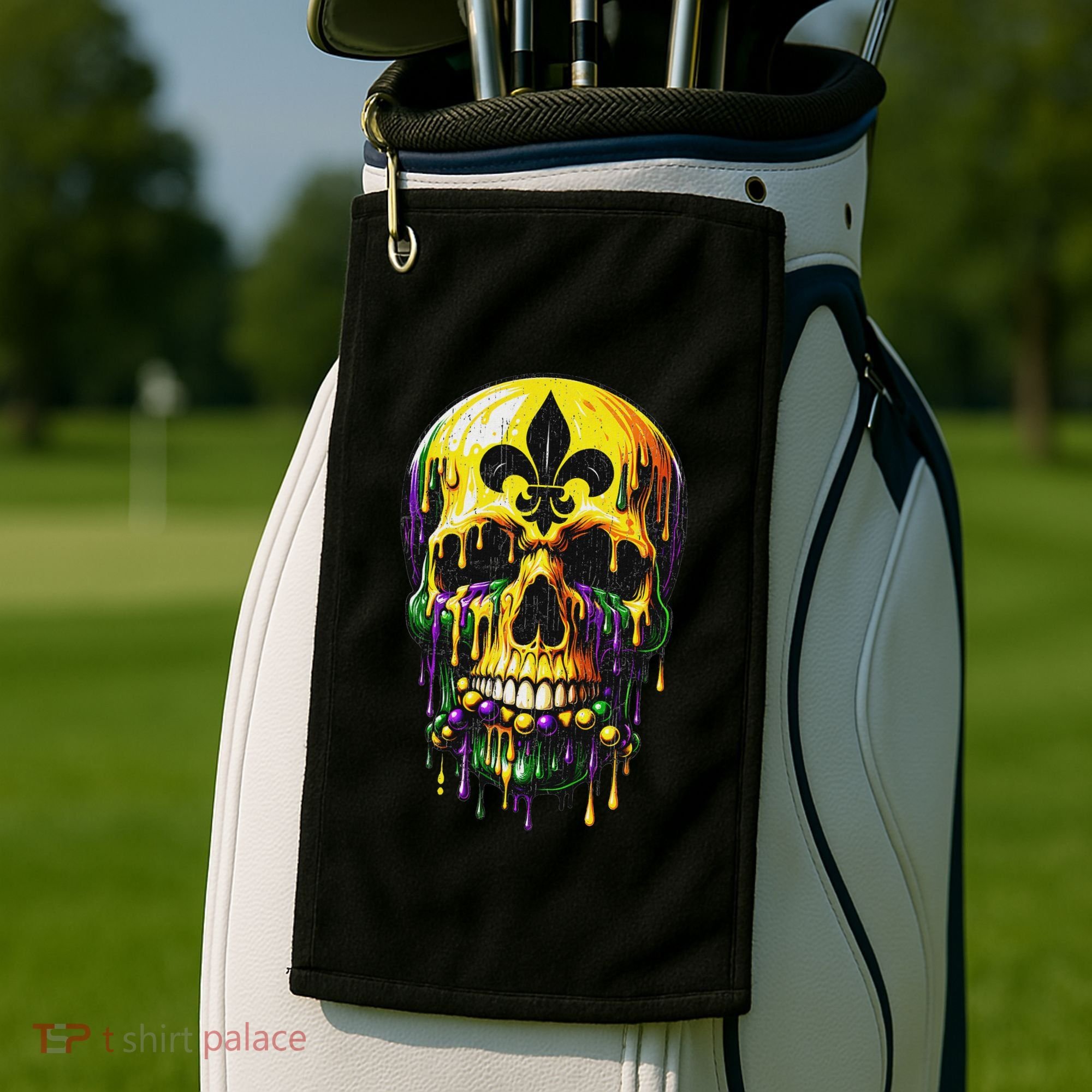 Fleur De Lis Mardi Gras Skulls Men Women Golf Towel