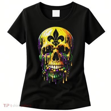 Fleur De Lis Mardi Gras Skulls Men Women Women's T-Shirt