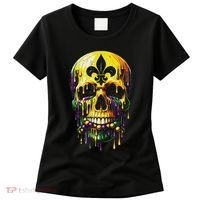 Fleur De Lis Mardi Gras Skulls Men Women Women's T-Shirt thumb 0
