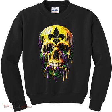 Fleur De Lis Mardi Gras Skulls Men Women Kids Sweatshirt