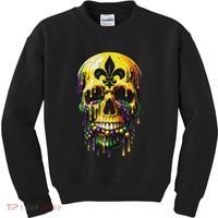 Fleur De Lis Mardi Gras Skulls Men Women Kids Sweatshirt thumb 0