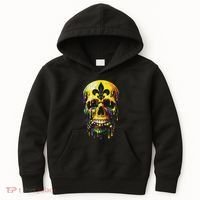 Fleur De Lis Mardi Gras Skulls Men Women Kids Hoodie thumb 0