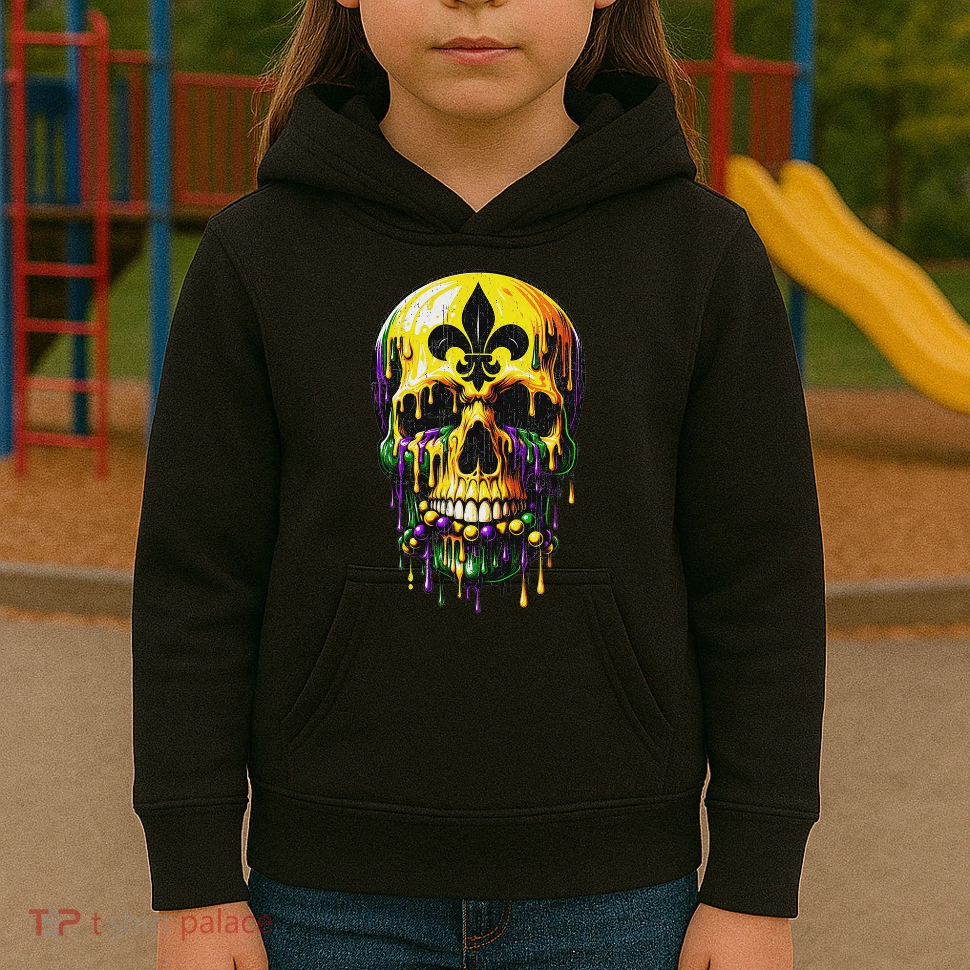 Fleur De Lis Mardi Gras Skulls Men Women Kids Hoodie
