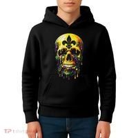 Fleur De Lis Mardi Gras Skulls Men Women Kids Hoodie thumb 4