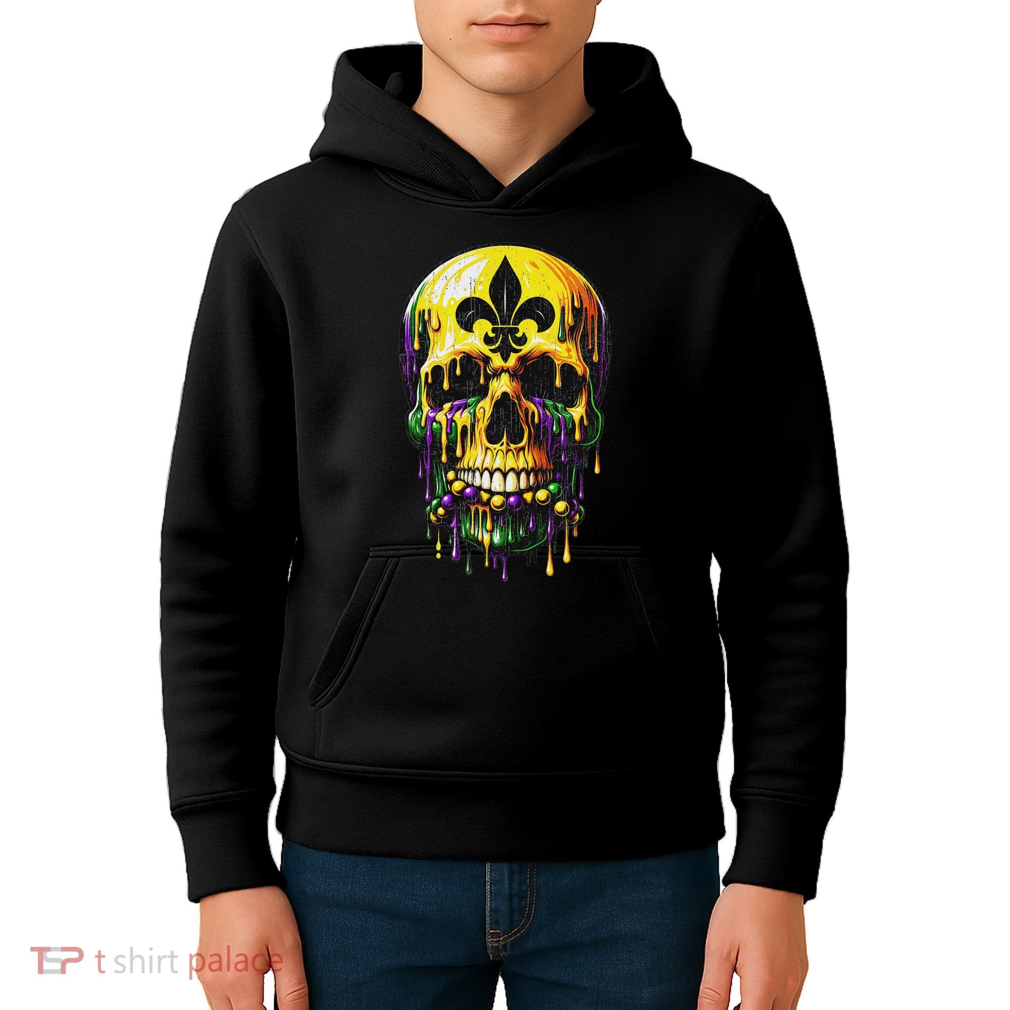 Fleur De Lis Mardi Gras Skulls Men Women Kids Hoodie
