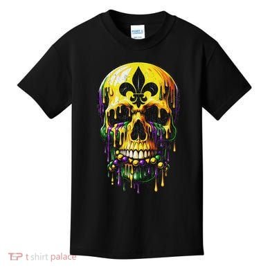 Fleur De Lis Mardi Gras Skulls Men Women Kids T-Shirt