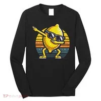 Funny Dab Lemon Dancing Dabbing Retro Fruit Long Sleeve Shirt thumb 0