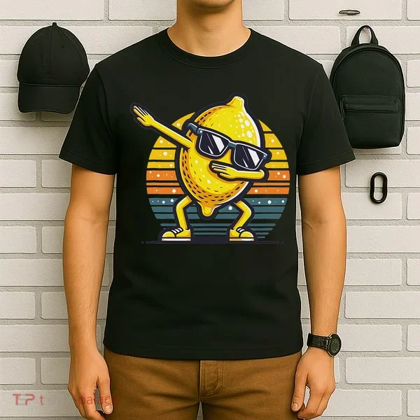 Funny Dab Lemon Dancing Dabbing Retro Fruit T-Shirt