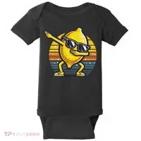 Funny Dab Lemon Dancing Dabbing Retro Fruit Baby Bodysuit thumb 0