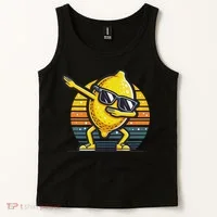Funny Dab Lemon Dancing Dabbing Retro Fruit Tank Top thumb 2