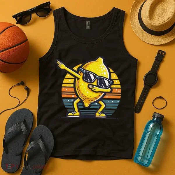 Funny Dab Lemon Dancing Dabbing Retro Fruit Tank Top