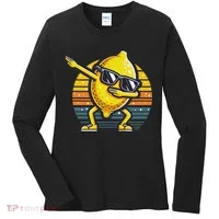Funny Dab Lemon Dancing Dabbing Retro Fruit Women's Long Sleeve Shirt thumb 0