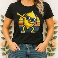 Funny Dab Lemon Dancing Dabbing Retro Fruit Women's T-Shirt thumb 2