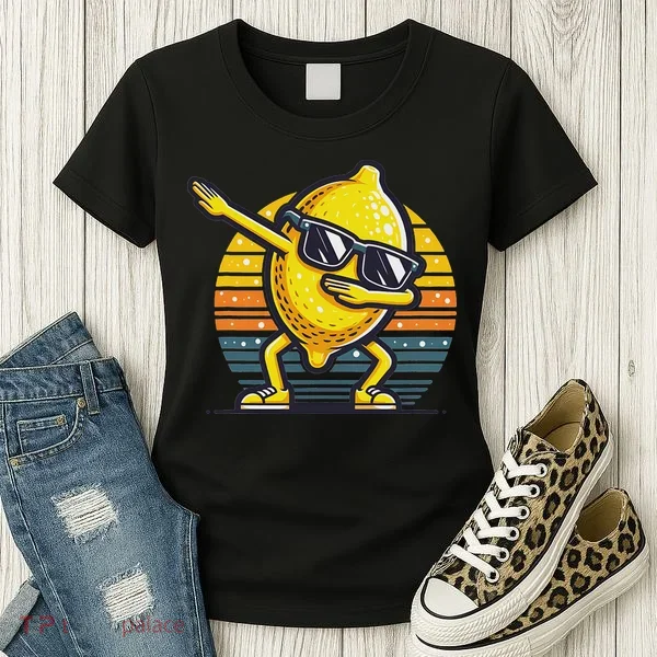 Funny Dab Lemon Dancing Dabbing Retro Fruit Women's T-Shirt