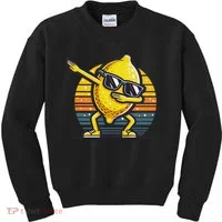 Funny Dab Lemon Dancing Dabbing Retro Fruit Kids Sweatshirt thumb 0