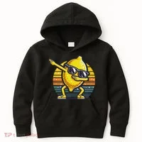 Funny Dab Lemon Dancing Dabbing Retro Fruit Kids Hoodie thumb 0