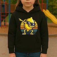 Funny Dab Lemon Dancing Dabbing Retro Fruit Kids Hoodie thumb 3
