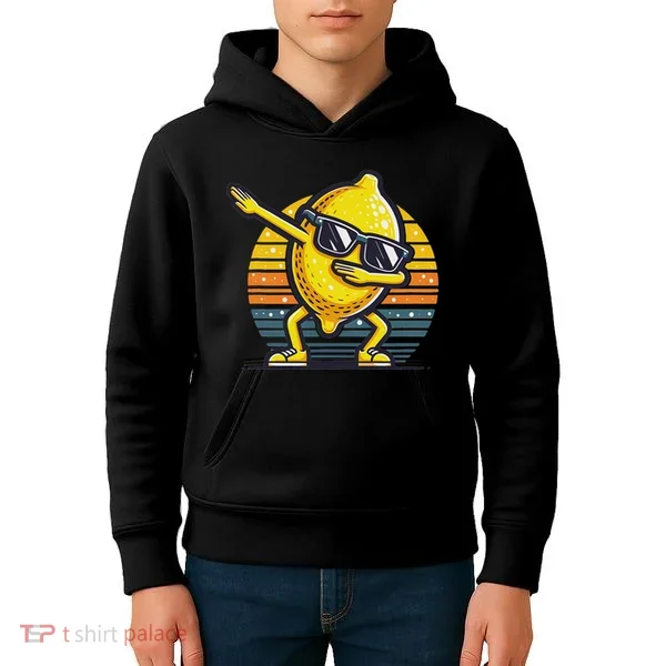Funny Dab Lemon Dancing Dabbing Retro Fruit Kids Hoodie