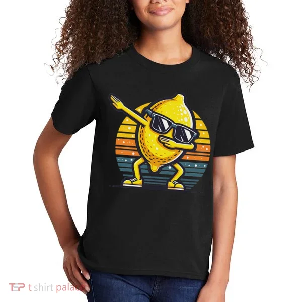 Funny Dab Lemon Dancing Dabbing Retro Fruit Kids T-Shirt