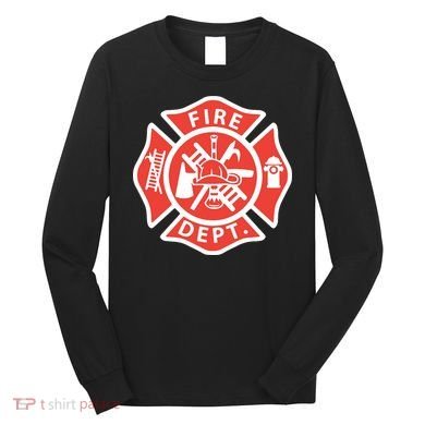 Fire Department Logo Uniform Fireman Symbol Firefighter Gear Long Sleeve Shirt