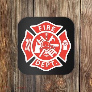 Fire Department Logo Uniform Fireman Symbol Firefighter Gear Coaster