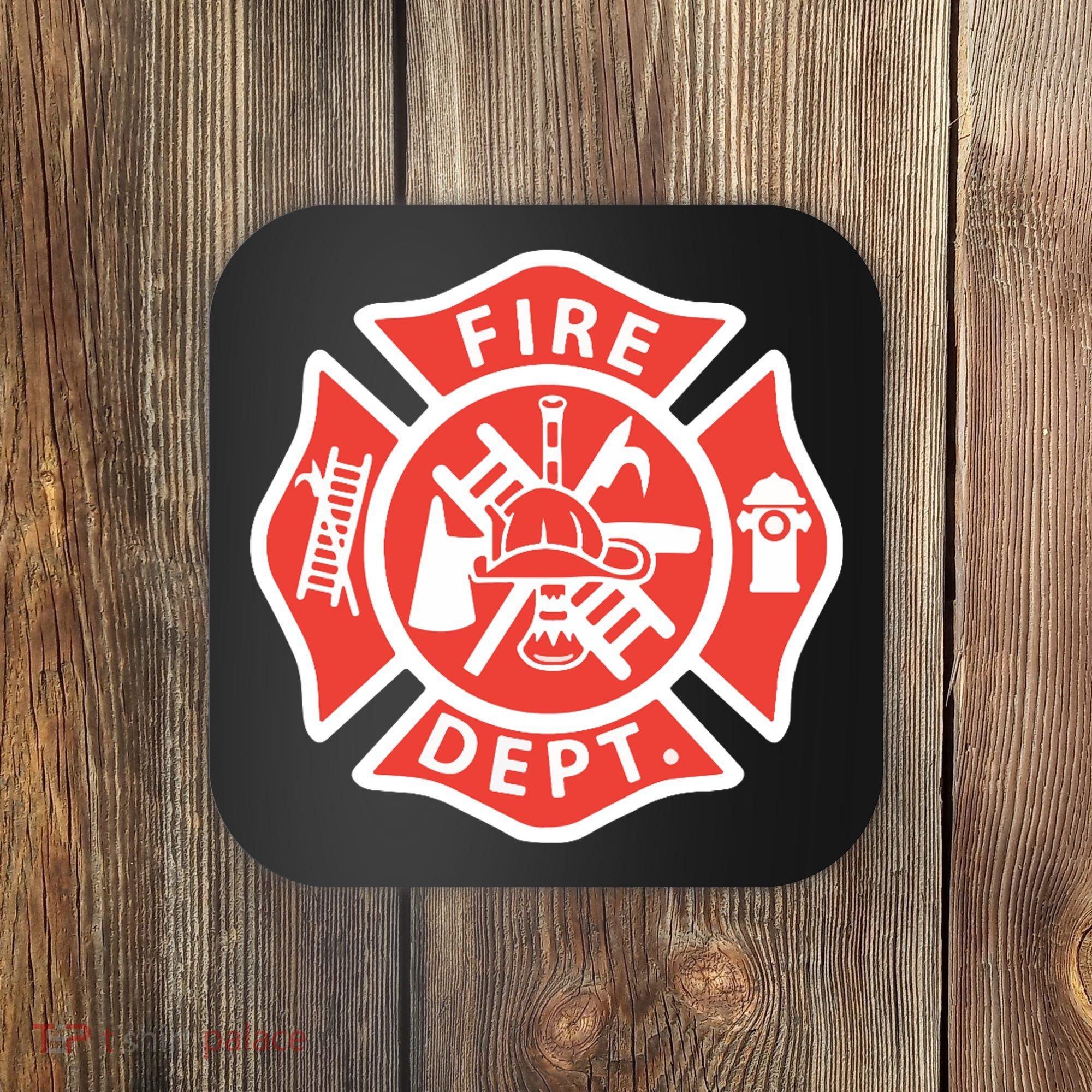 Fire Department Logo Uniform Fireman Symbol Firefighter Gear Coaster