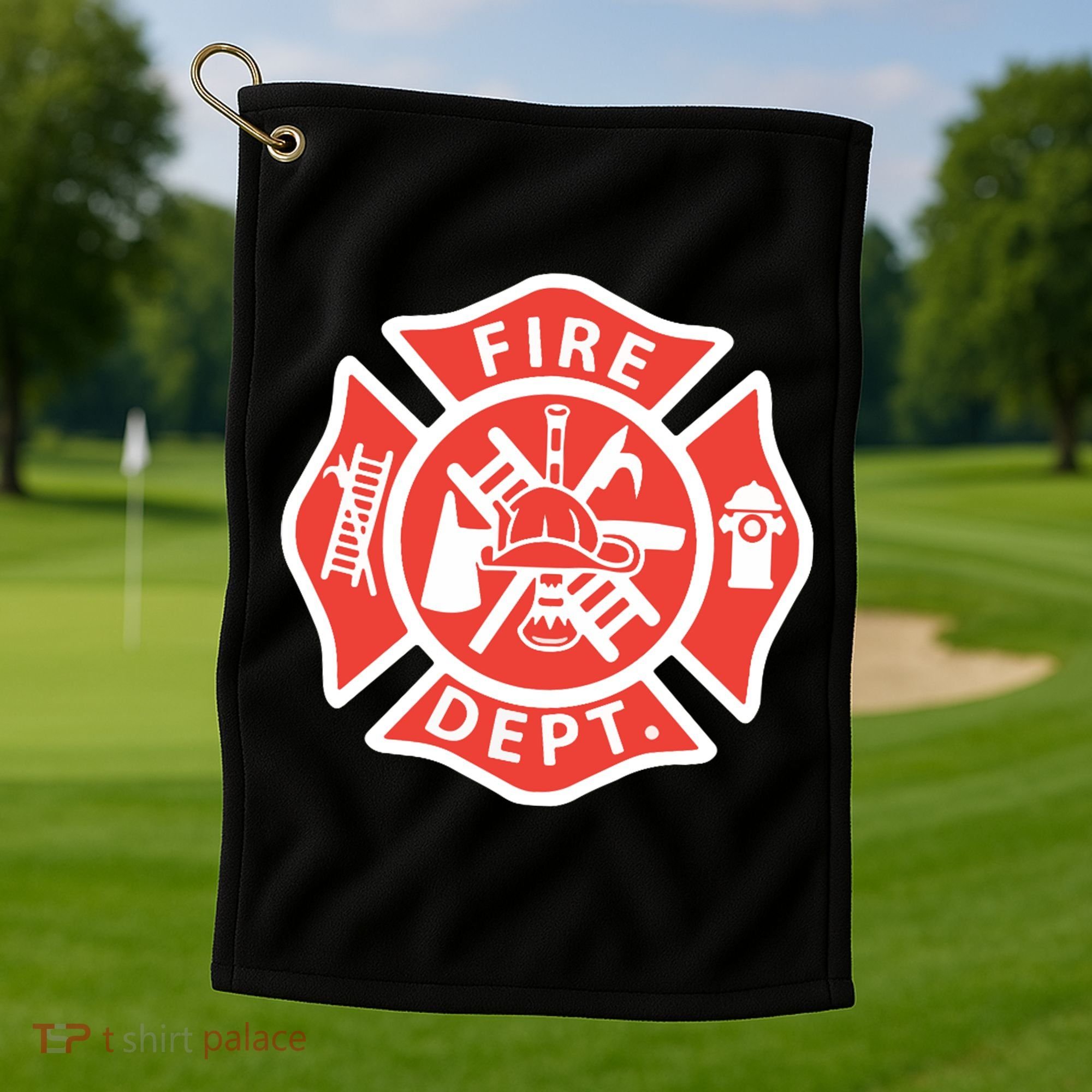 Fire Department Logo Uniform Fireman Symbol Firefighter Gear Golf Towel