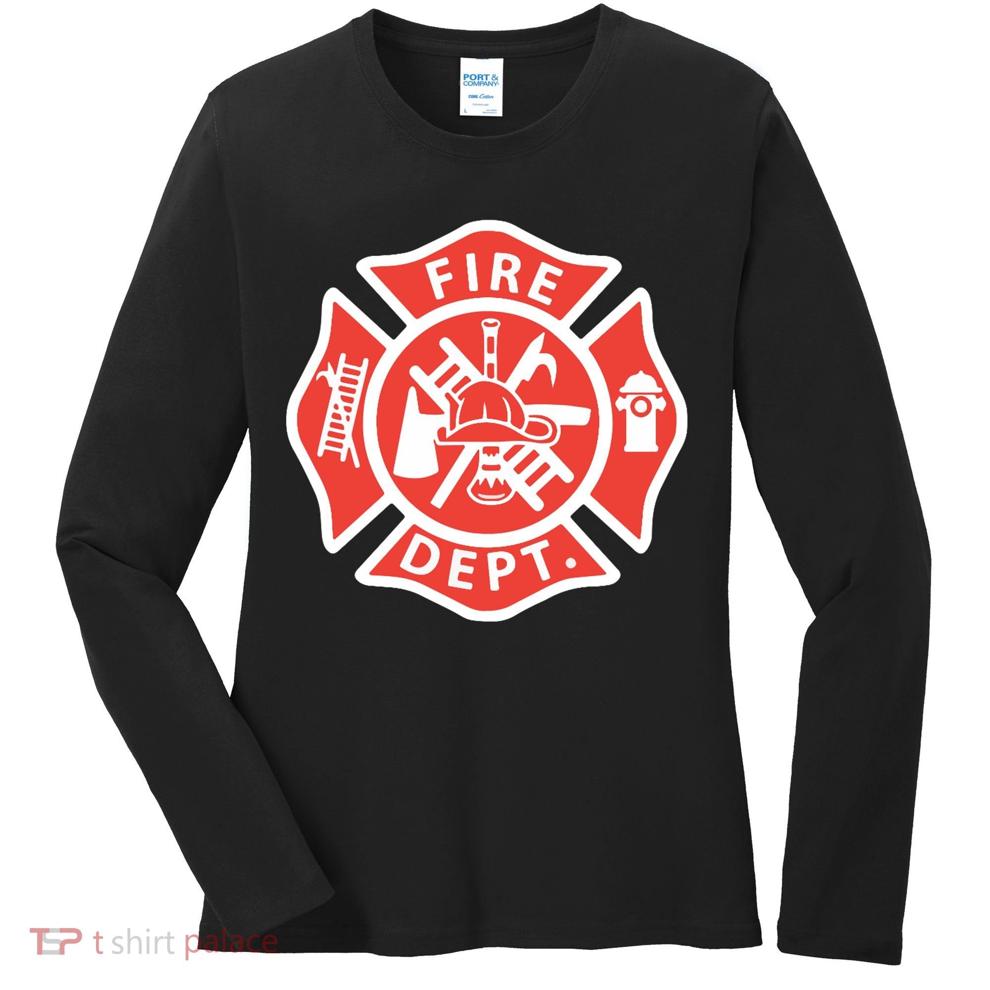 Fire Department Logo Uniform Fireman Symbol Firefighter Gear Women's Long Sleeve Shirt