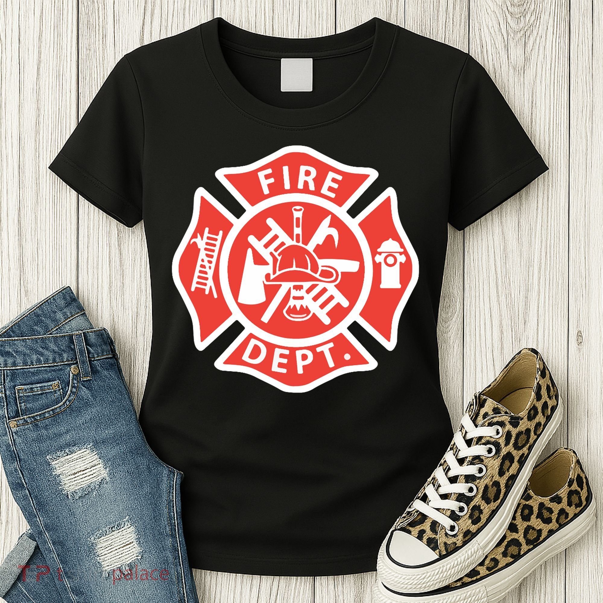 Fire Department Logo Uniform Fireman Symbol Firefighter Gear Women's T-Shirt