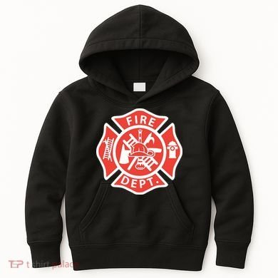 Fire Department Logo Uniform Fireman Symbol Firefighter Gear Kids Hoodie