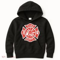 Fire Department Logo Uniform Fireman Symbol Firefighter Gear Kids Hoodie thumb 0