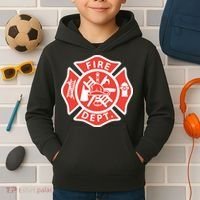 Fire Department Logo Uniform Fireman Symbol Firefighter Gear Kids Hoodie thumb 2