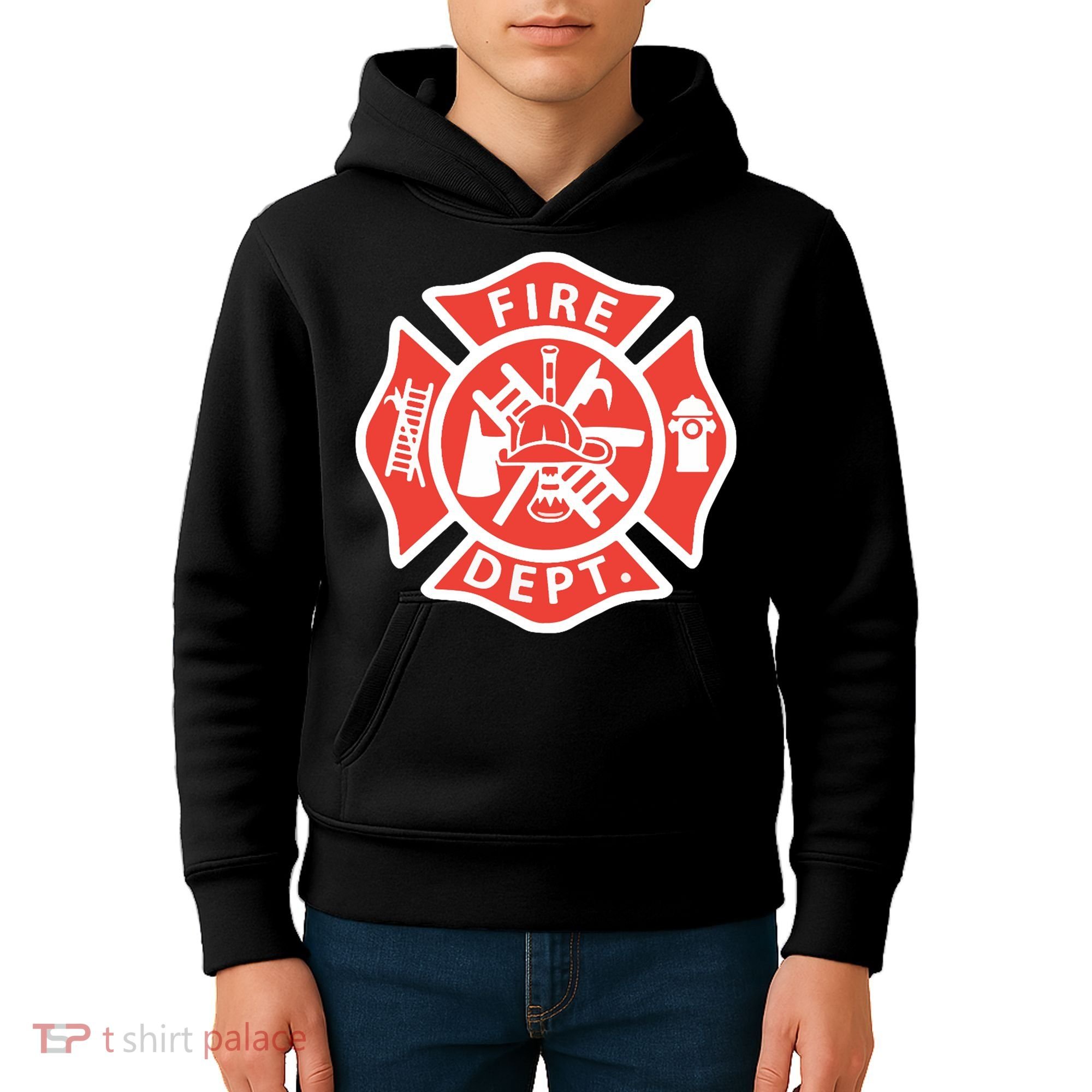 Fire Department Logo Uniform Fireman Symbol Firefighter Gear Kids Hoodie