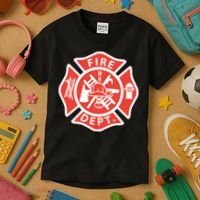 Fire Department Logo Uniform Fireman Symbol Firefighter Gear Kids T-Shirt thumb 3