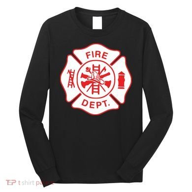 Fire Department Logo Uniform Fireman Symbol Firefighter Gear Long Sleeve Shirt