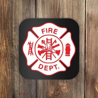 Fire Department Logo Uniform Fireman Symbol Firefighter Gear Coaster