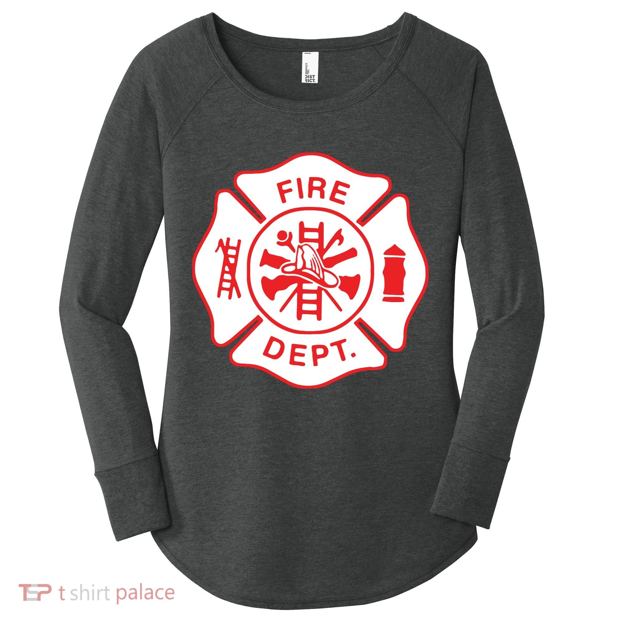 Fire Department Logo Uniform Fireman Symbol Firefighter Gear Women's Perfect Tri Tunic Long Sleeve Shirt