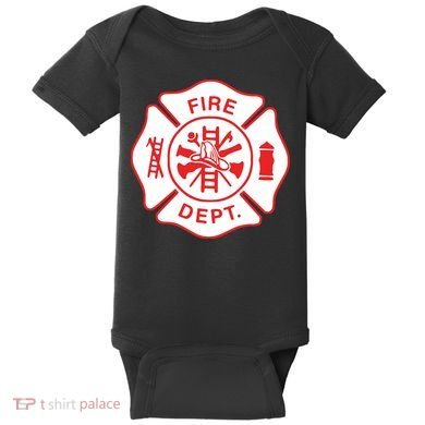 Fire Department Logo Uniform Fireman Symbol Firefighter Gear Baby Bodysuit