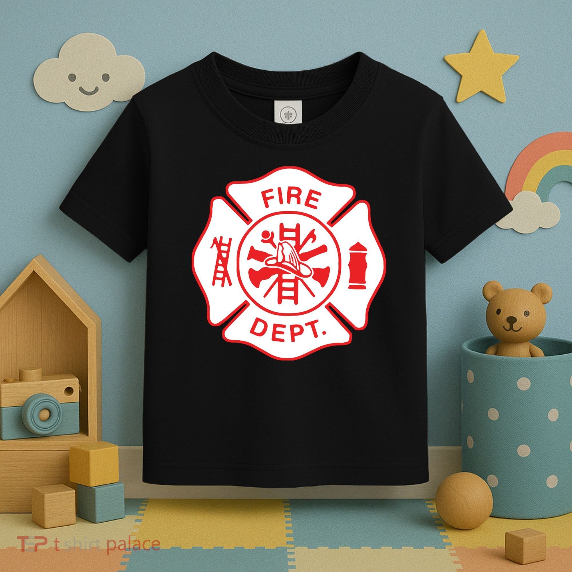 Fire Department Logo Uniform Fireman Symbol Firefighter Gear Toddler T-Shirt