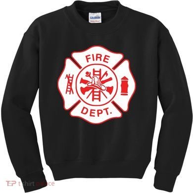 Fire Department Logo Uniform Fireman Symbol Firefighter Gear Kids Sweatshirt