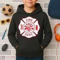 Fire Department Logo Uniform Fireman Symbol Firefighter Gear Kids Hoodie thumb 2