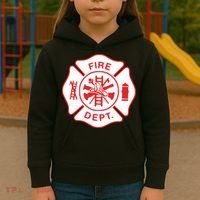 Fire Department Logo Uniform Fireman Symbol Firefighter Gear Kids Hoodie thumb 3